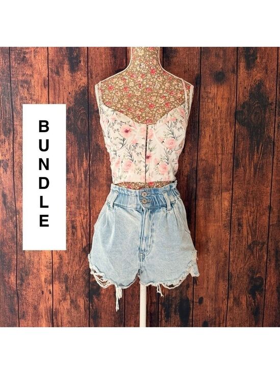 Happily Grey Pants - Bundle Happily Gray Denim shorts + Windsor Crop Top- Price Firm